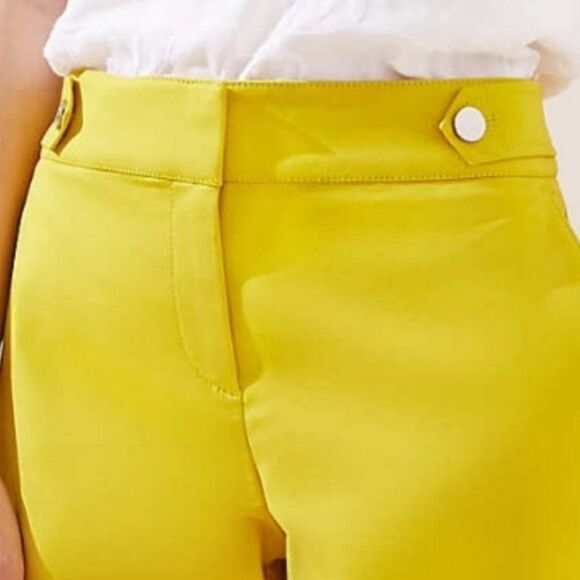 Yellow LOFT High Waist Flat Front Button Tab Above-the-Knee Casual Shorts (NWT) - Picture 3 of 4